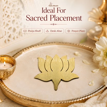 Brass lotus motif shown from the front with layered metallic petals