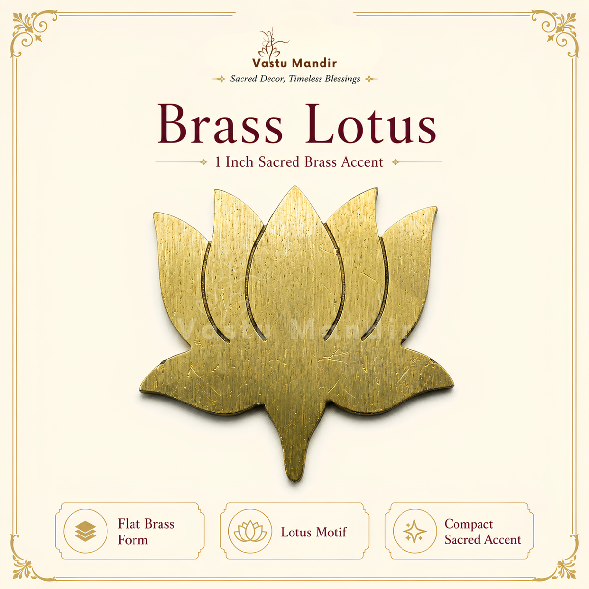 Brass lotus placed in a home temple or sacred décor setting