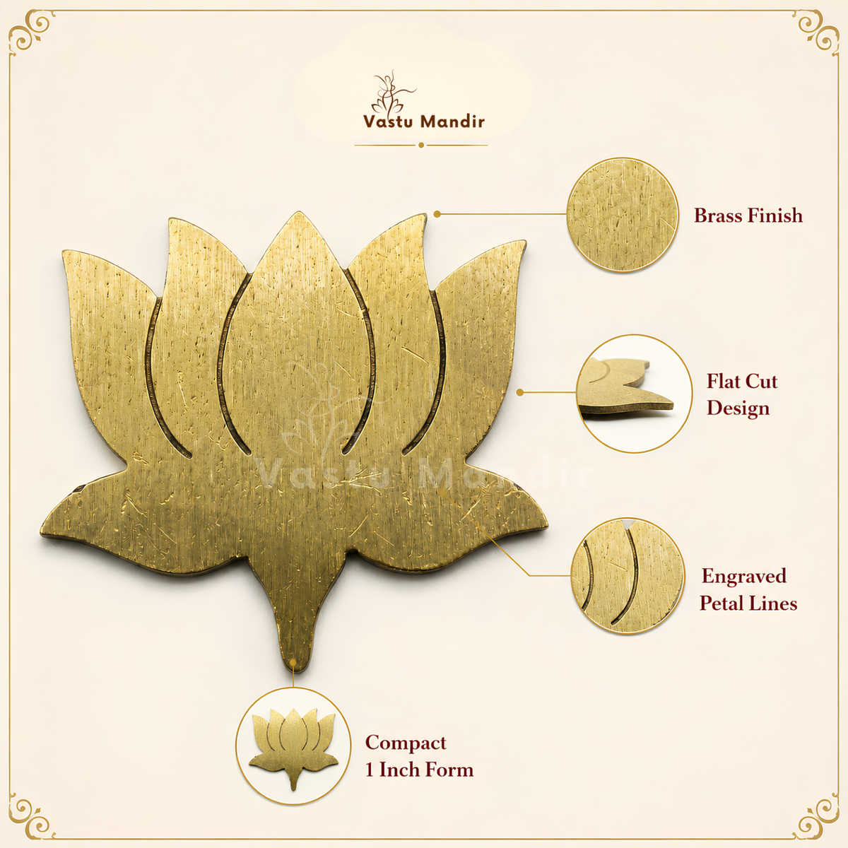 Close-up of the brass lotus highlighting its petal texture