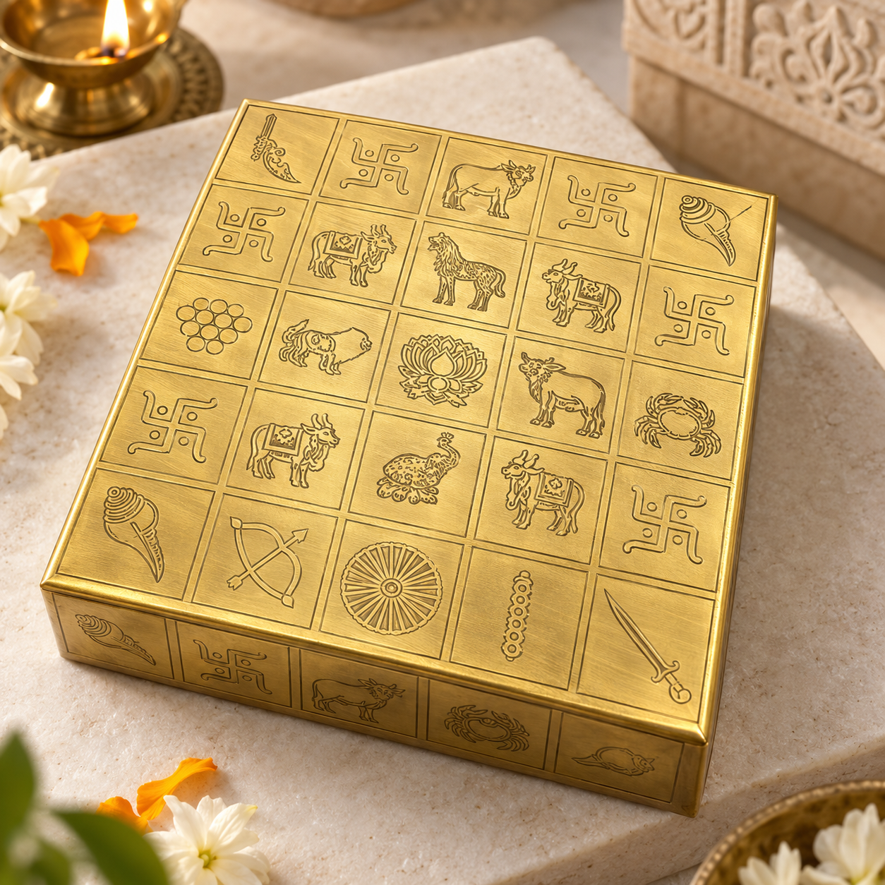 Brass Manjusha Yantra Box without Partition | Vastu Remedy for Brahmasthan & Energy Balancing | 5 & 9 Inch