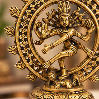 Brass Nataraja Idol Vastu Remedy for Creative Energy, Spiritual Balance and Cosmic Harmony for Home Temple, Office and Living Room Decor | 9 x 21 cm | 1.05 kg