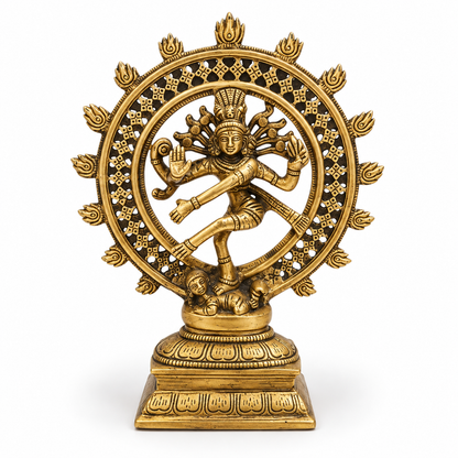 Brass Nataraja Idol Vastu Remedy for Creative Energy, Spiritual Balance and Cosmic Harmony for Home Temple, Office and Living Room Decor | 9 x 21 cm | 1.05 kg