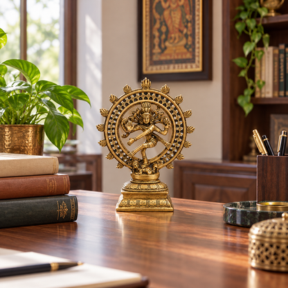 Brass Nataraja Idol Vastu Remedy for Creative Energy, Spiritual Balance and Cosmic Harmony for Home Temple, Office and Living Room Decor | 9 x 21 cm | 1.05 kg