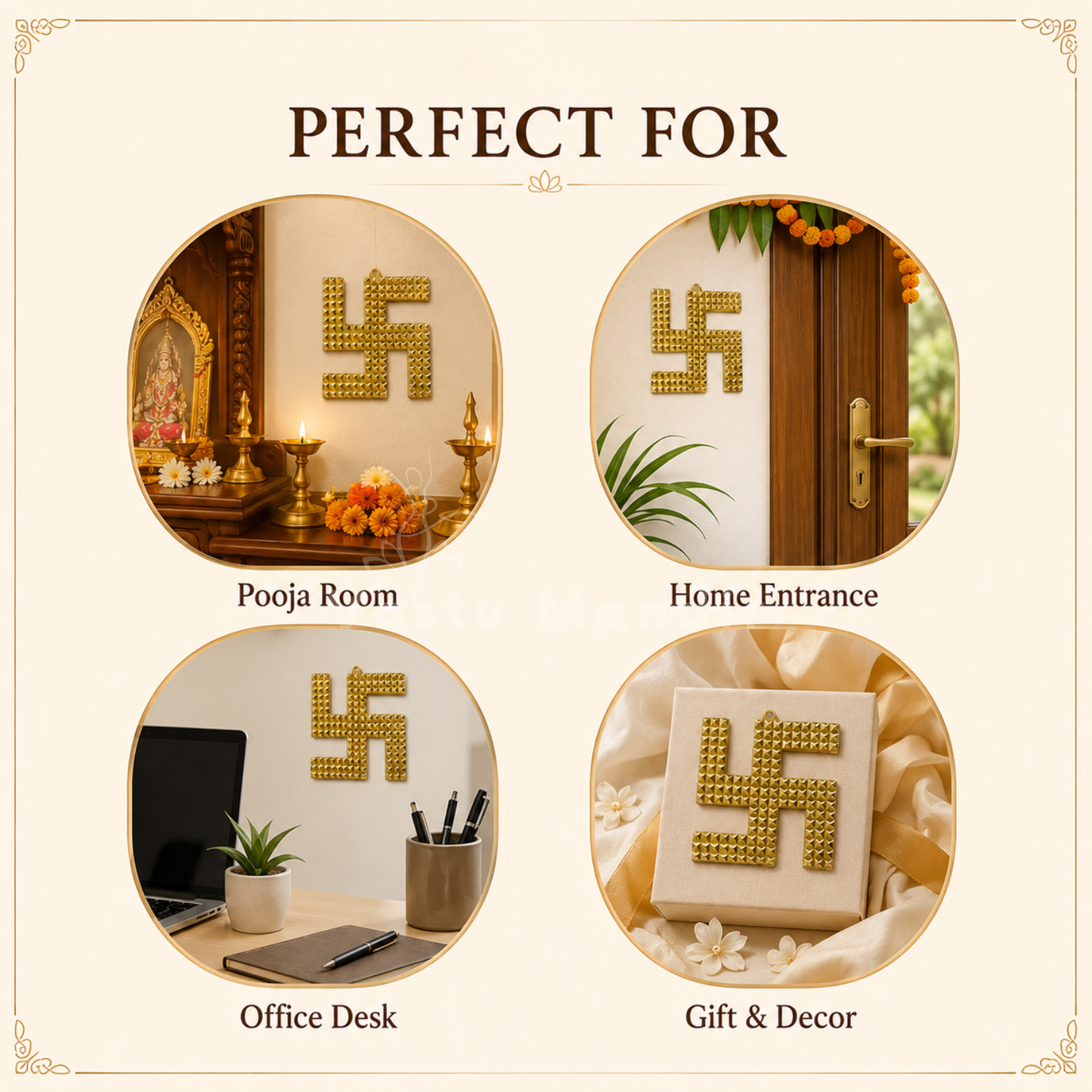 Brass Pyramid Swastik | Vastu Remedy for Main Entrance Correction, Protection & Auspicious Energy | 3–6 Inch | 90–390 g