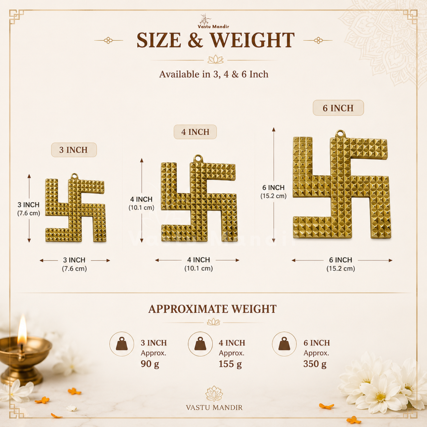 Brass Pyramid Swastik | Vastu Remedy for Main Entrance Correction, Protection & Auspicious Energy | 3–6 Inch | 90–390 g