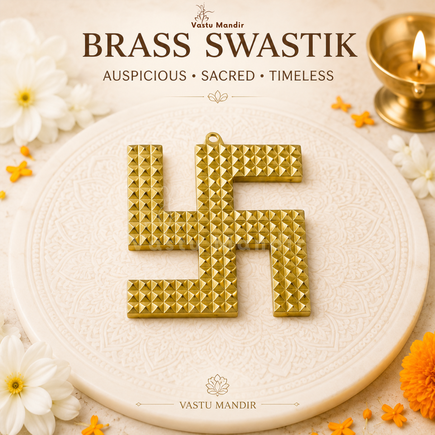 Brass Pyramid Swastik | Vastu Remedy for Main Entrance Correction, Protection & Auspicious Energy | 3–6 Inch | 90–390 g