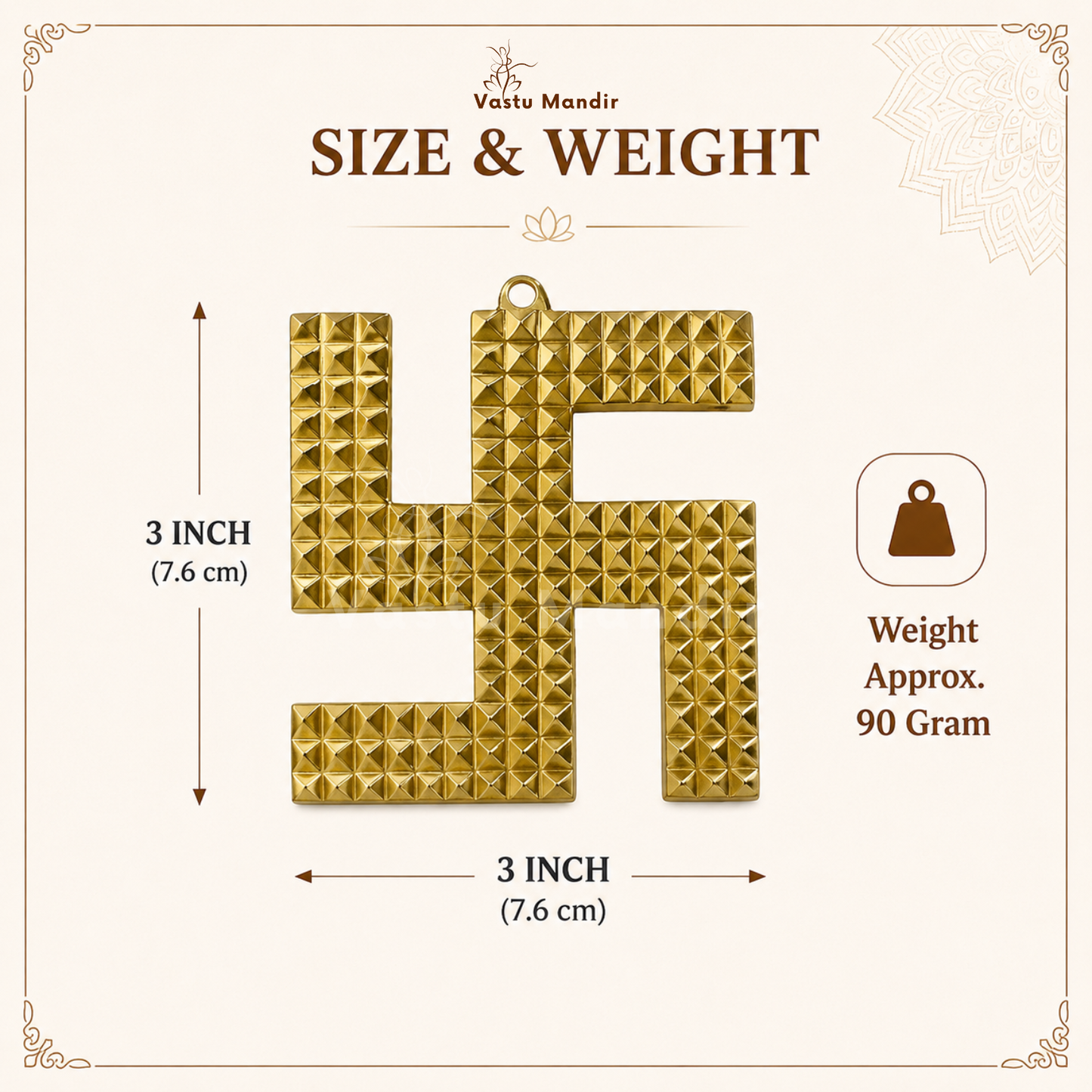 Brass Pyramid Swastik | Vastu Remedy for Main Entrance Correction, Protection & Auspicious Energy | 3–6 Inch | 90–390 g