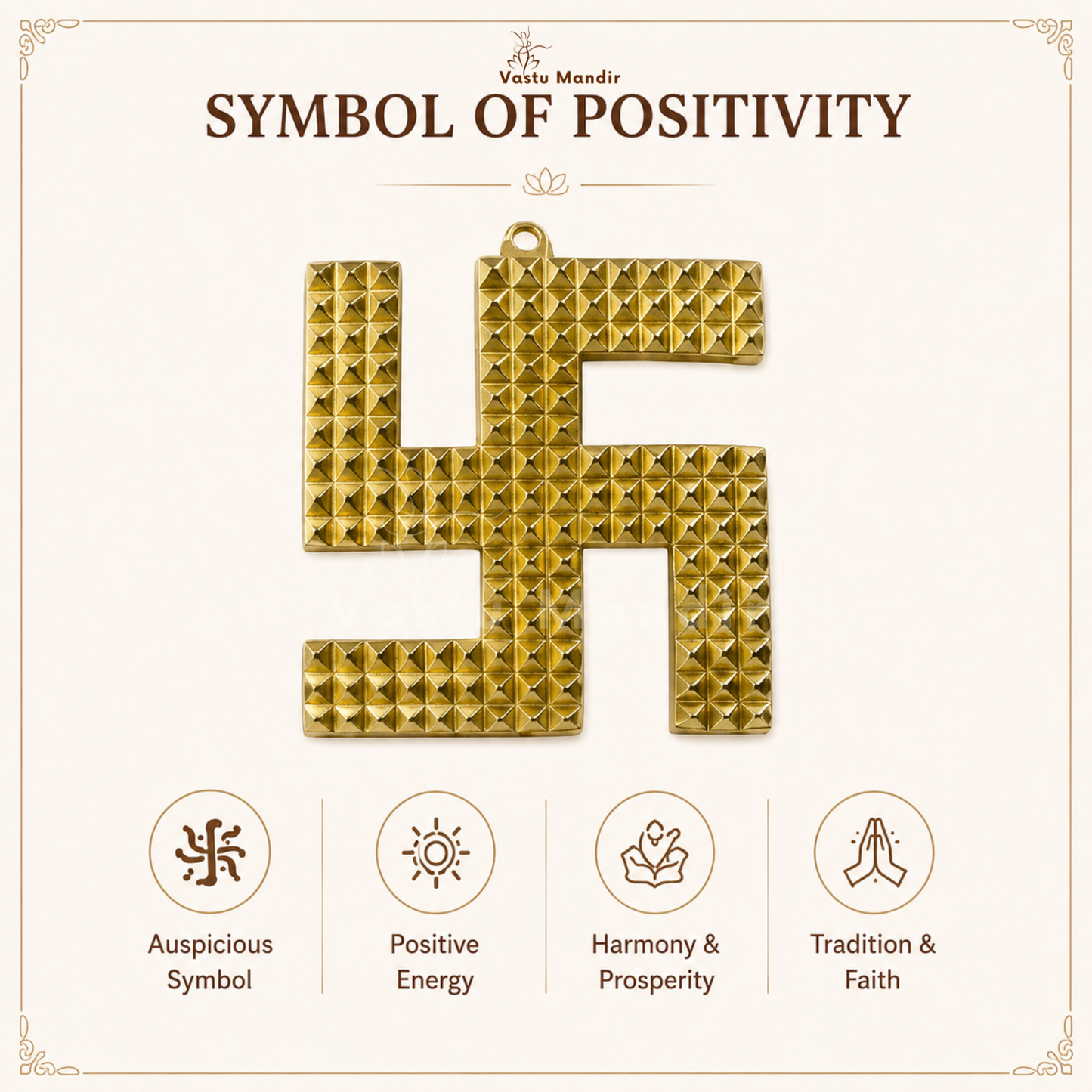 Brass Pyramid Swastik | Vastu Remedy for Main Entrance Correction, Protection & Auspicious Energy | 3–6 Inch | 90–390 g