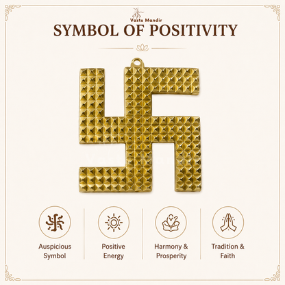 Brass Pyramid Swastik | Vastu Remedy for Main Entrance Correction, Protection & Auspicious Energy | 3–6 Inch | 90–390 g