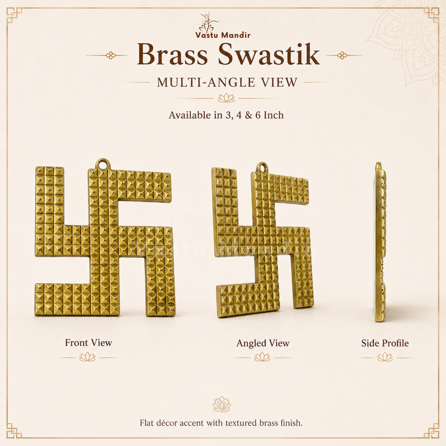 Brass Pyramid Swastik | Vastu Remedy for Main Entrance Correction, Protection & Auspicious Energy | 3–6 Inch | 90–390 g