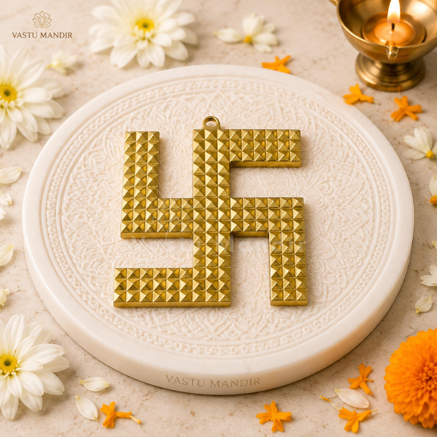 Brass Pyramid Swastik | Vastu Remedy for Main Entrance Correction, Protection & Auspicious Energy | 3–6 Inch | 90–390 g