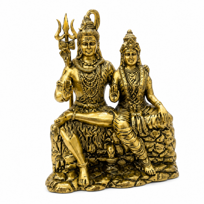 Brass Shiv Parvati Idol | Vastu Remedy Sculpture for Harmony, Balance & Divine Blessings | 4.5 Inch | 280 g
