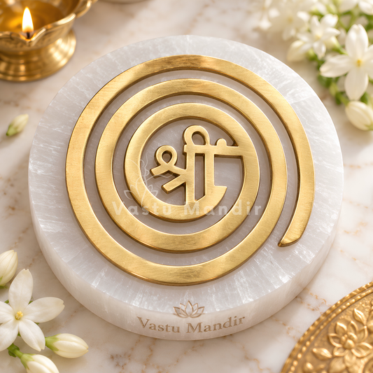 Brass Shree (श्री) Spiral Helix – Vastu Remedy for North-West Direction & Main Door Dosh Correction |  4 Inch & 6 Inch