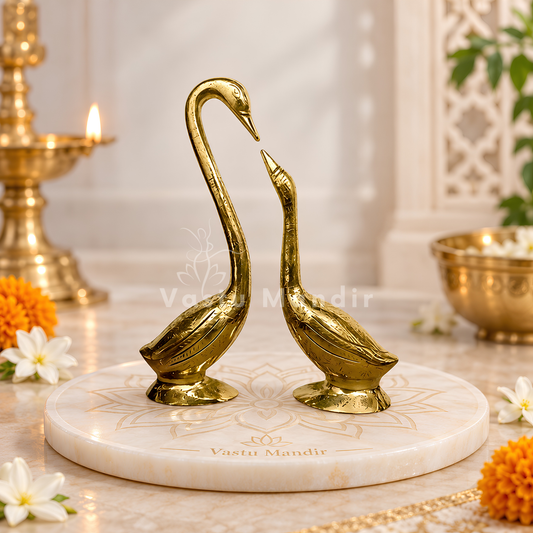 Brass Swan Pair Idol Vastu Remedy for Love, Harmony, Grace and Relationship Balance for Home, Bedroom and Gifting | 9 x 28 cm | 1.1 kg