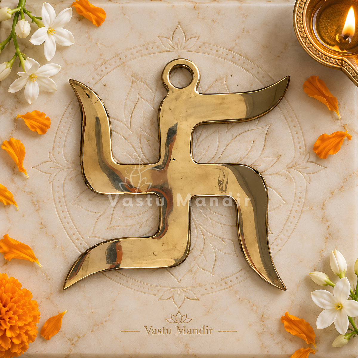 Brass Swastik Wall Symbol | Vastu Remedy for Main Entrance & Auspicious Energy | 5 & 9 Inch