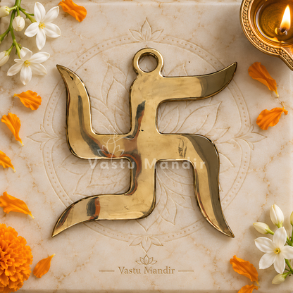 Brass Swastik Wall Symbol | Vastu Remedy for Main Entrance & Auspicious Energy | 5 & 9 Inch