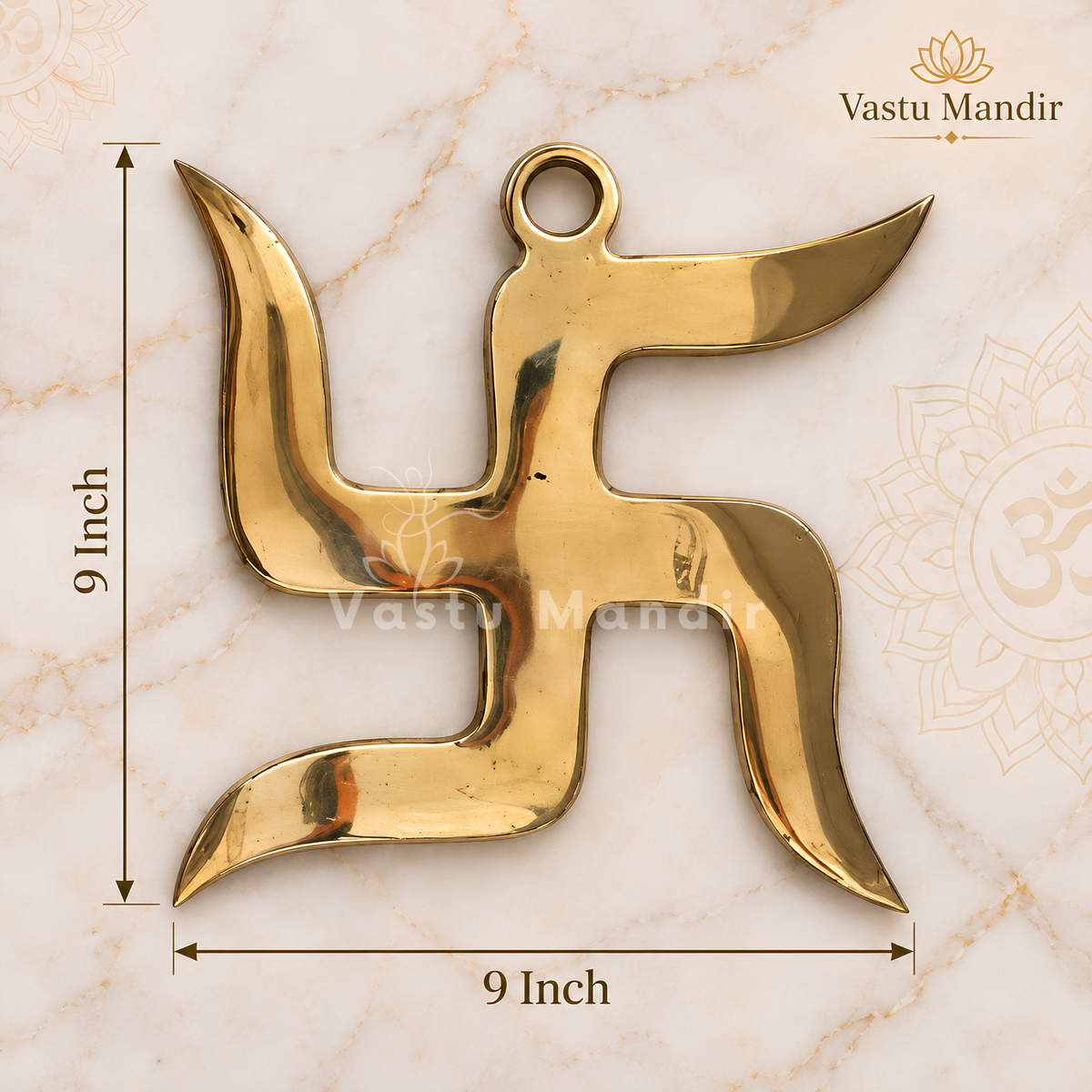 Brass Swastik Wall Symbol | Vastu Remedy for Main Entrance & Auspicious Energy | 5 & 9 Inch