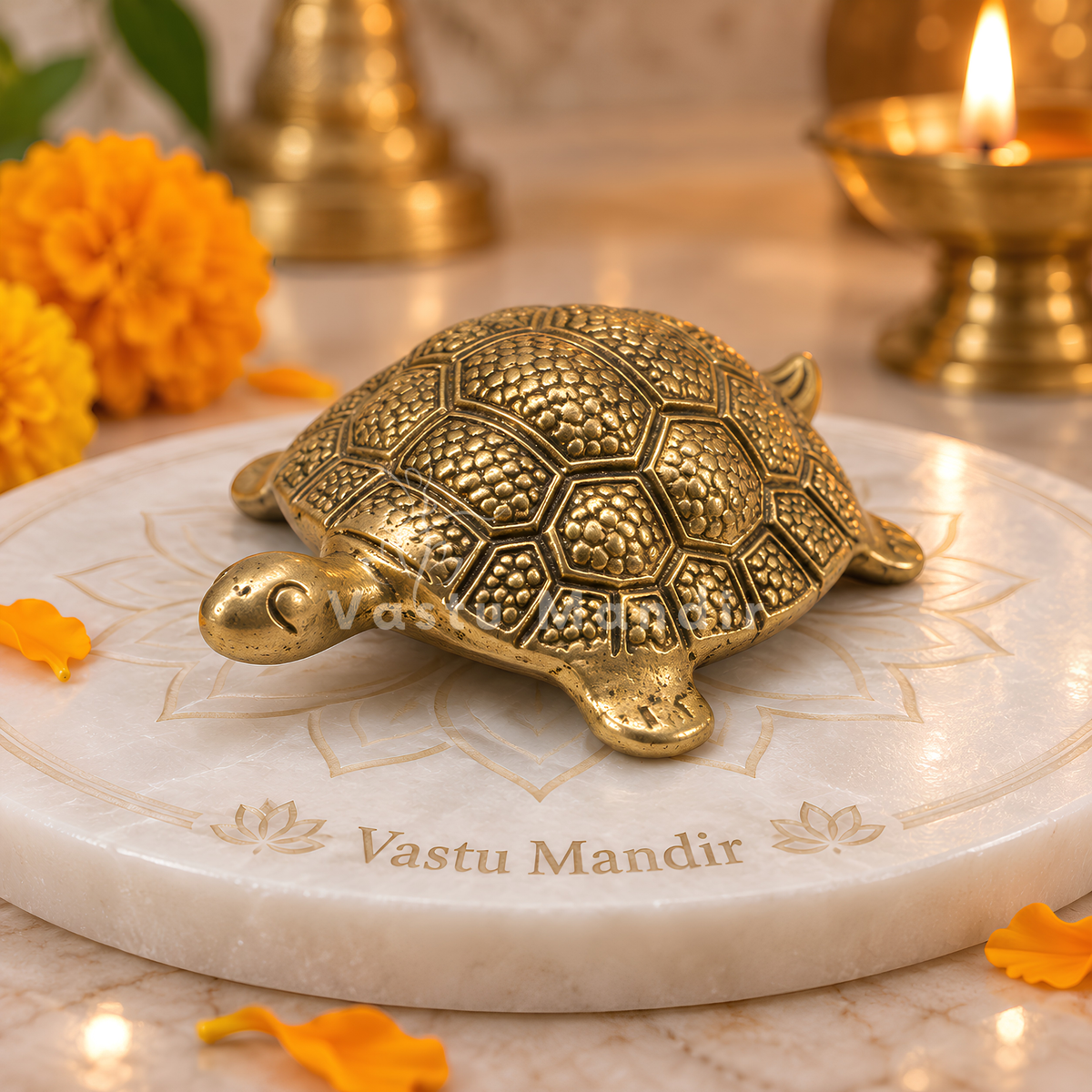 Brass Tortoise Idol Vastu Remedy for Wealth, Health and Longevity for Home, Office and North Direction Placement | 10 cm x 6.5 cm | 250 gm 