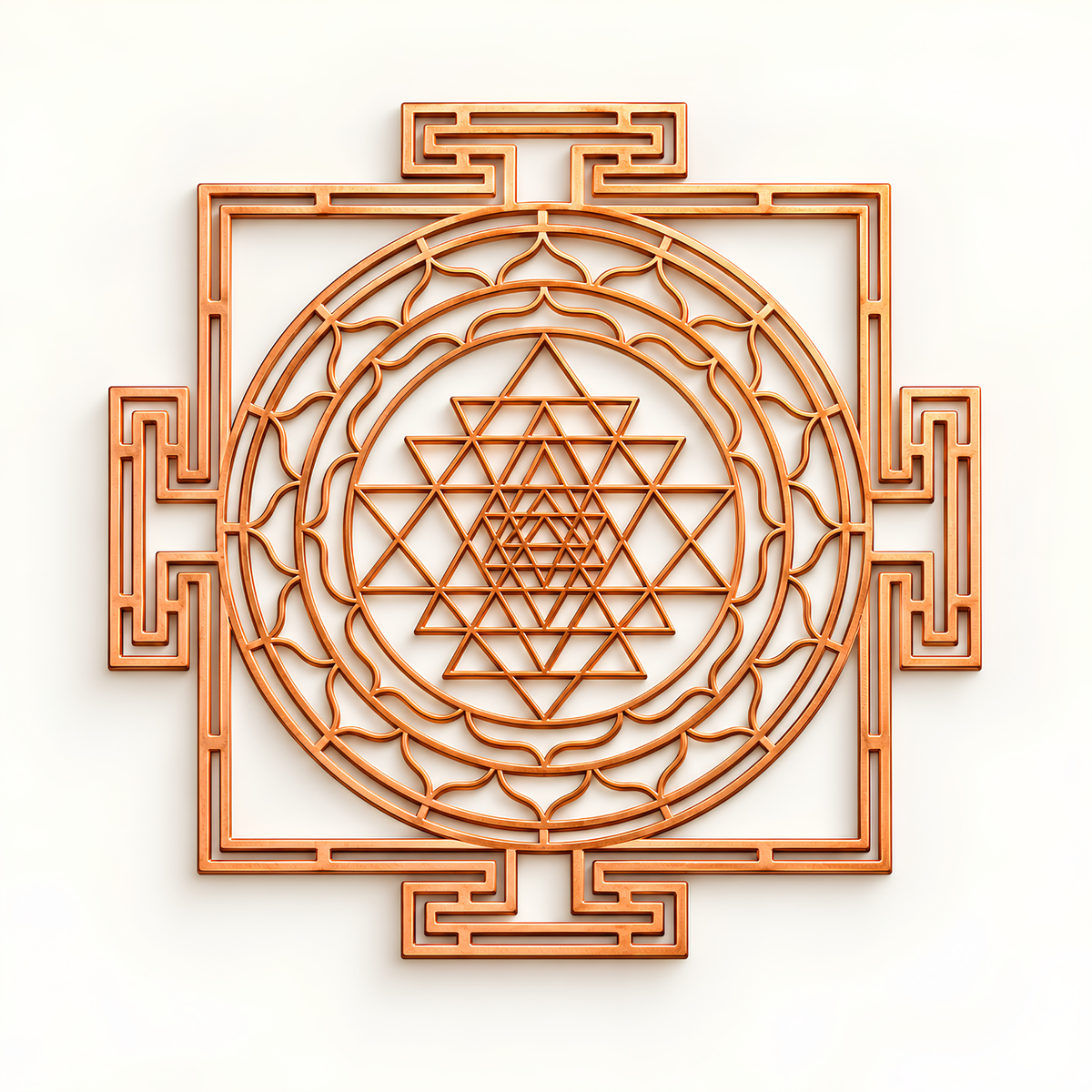 Pure Solid Brass & Copper Shri Yantra Plate for Vastu Remedy, Wealth, Prosperity & Vastu Correction — Sacred Geometry Lakshmi Yantra for Puja Room, Office, Brahmasthan & Financial Growth