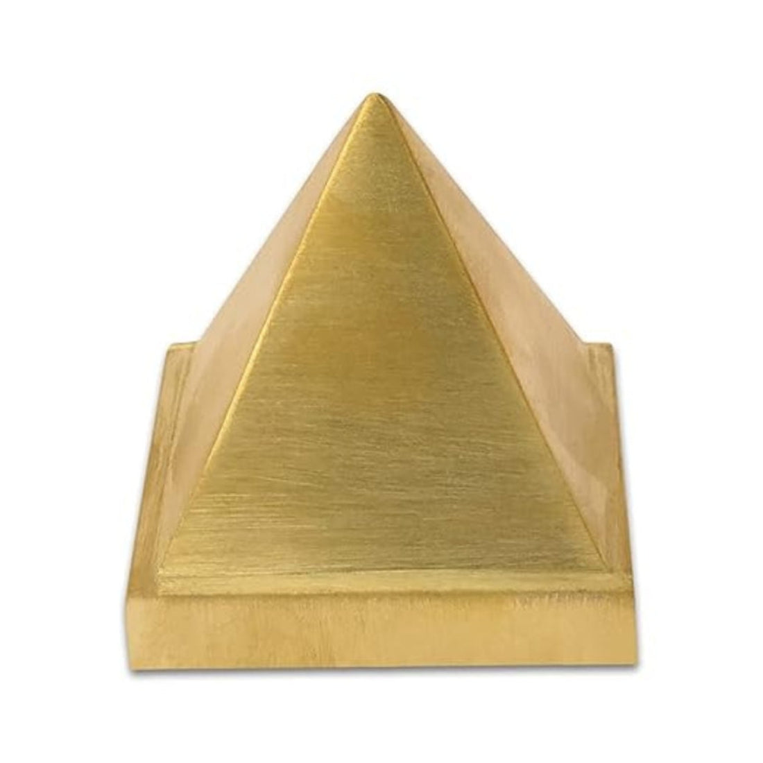 Gold pyramid-shaped object on a white background