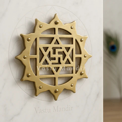 Brass Swastik Lotus Vastu Plate 6 Inch – Wall Mounted Vastu Remedy by Vastu Mandir