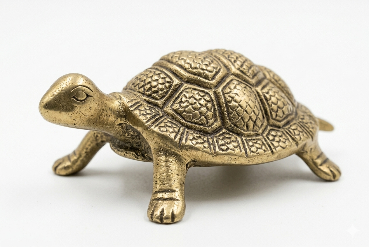 Brass Tortoise Idol Vastu Remedy for Wealth, Health and Longevity for Home, Office and North Direction Placement | 10 cm x 6.5 cm | 250 gm 