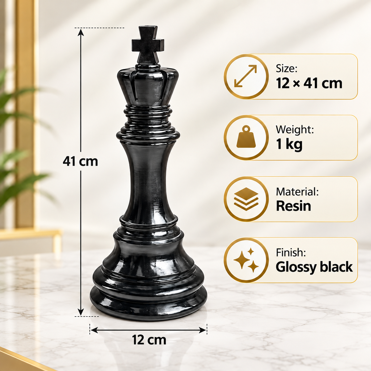 Commanding King Resin Sculpture Vastu Remedy for Leadership Authority, Strategic Thinking and Professional Success for Office Desk and Boardroom Decor | 12 x 41 cm | 1 kg