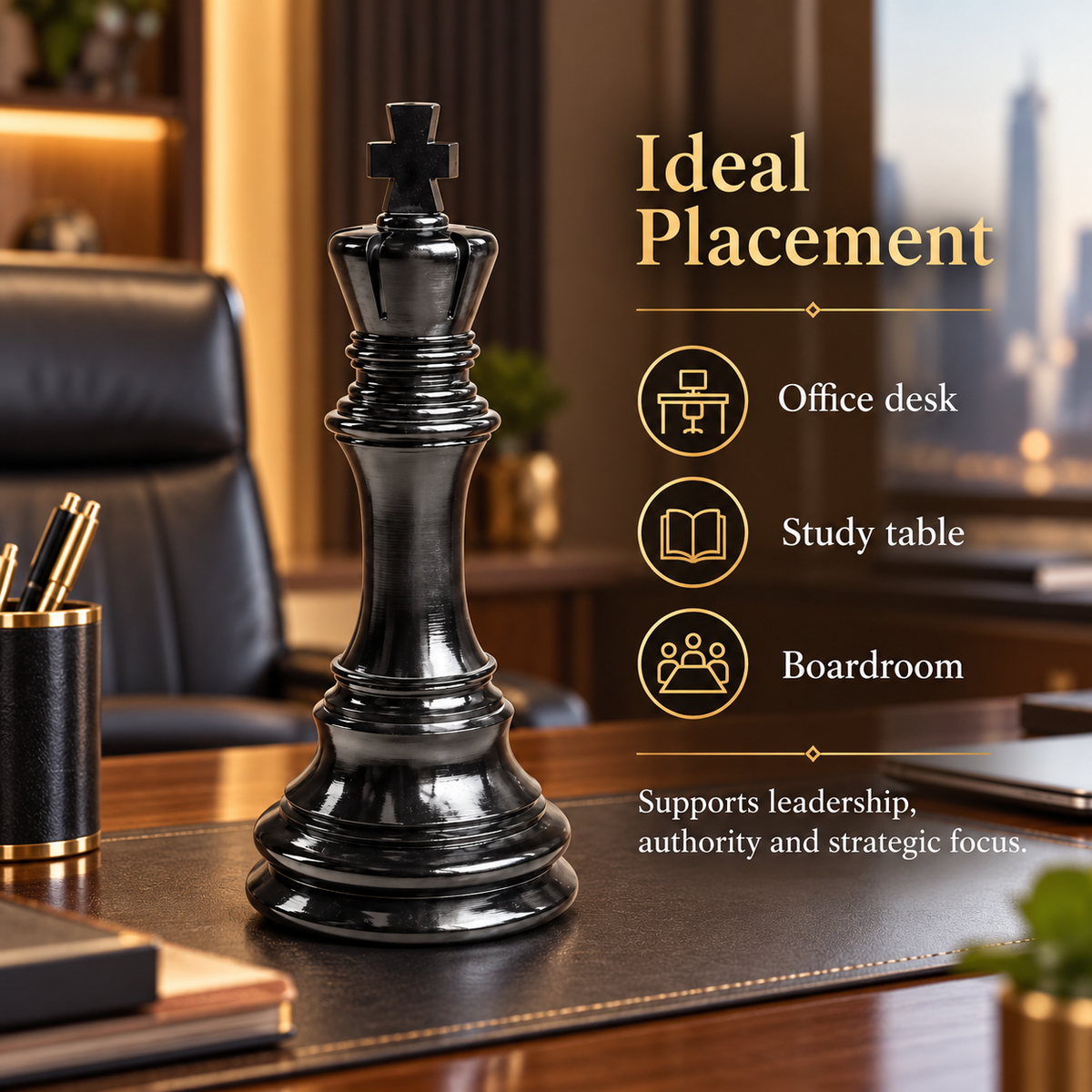 Commanding King Resin Sculpture Vastu Remedy for Leadership Authority, Strategic Thinking and Professional Success for Office Desk and Boardroom Decor | 12 x 41 cm | 1 kg