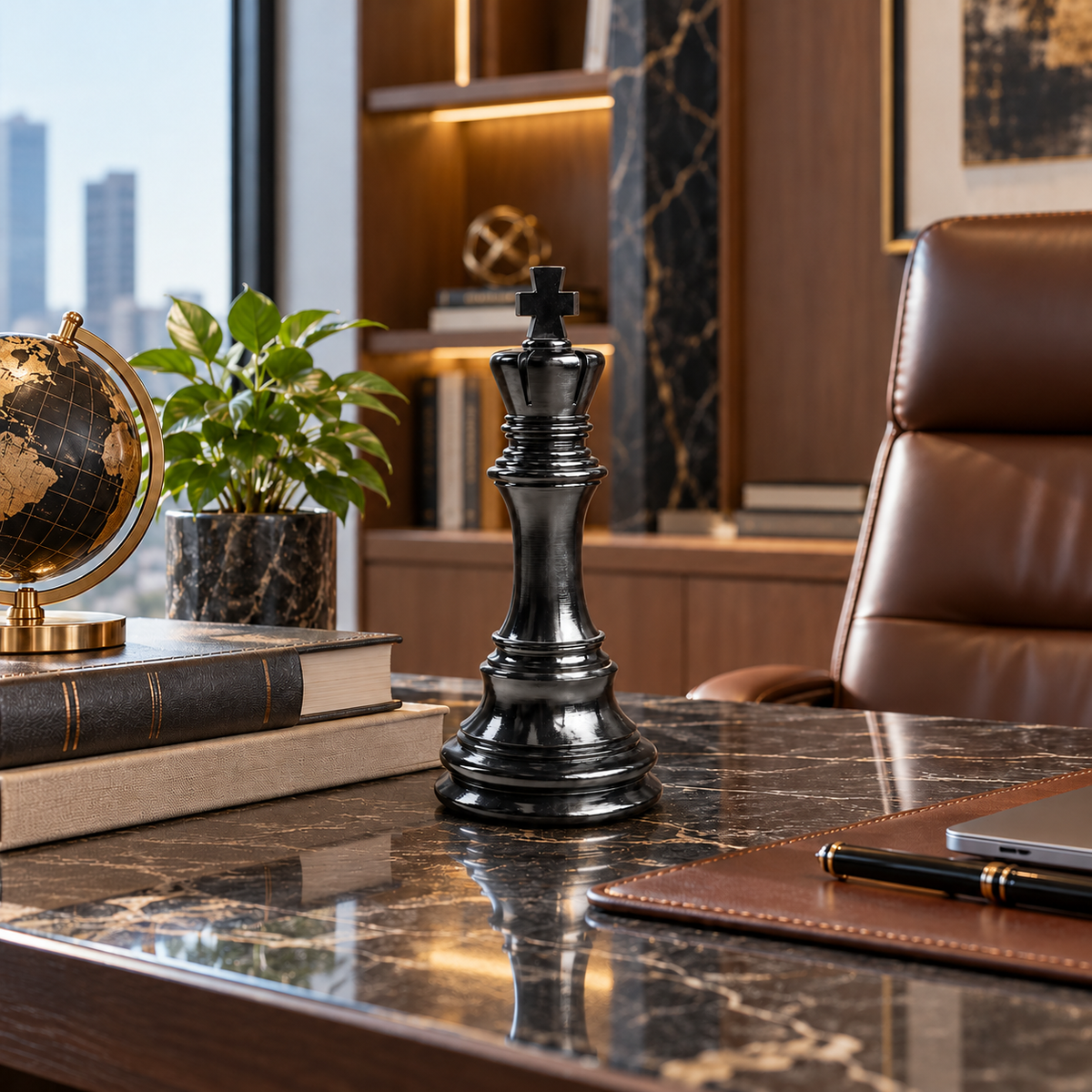 Commanding King Resin Sculpture Vastu Remedy for Leadership Authority, Strategic Thinking and Professional Success for Office Desk and Boardroom Decor | 12 x 41 cm | 1 kg