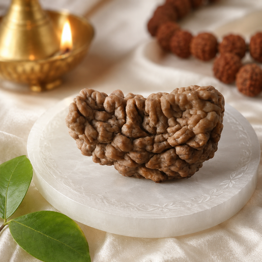 Certified 1 Mukhi Half Moon Rudraksha – Vastu Remedy for Leadership & Spiritual Enlightenment | Ideal for Crown Chakra & Top Floor Altars