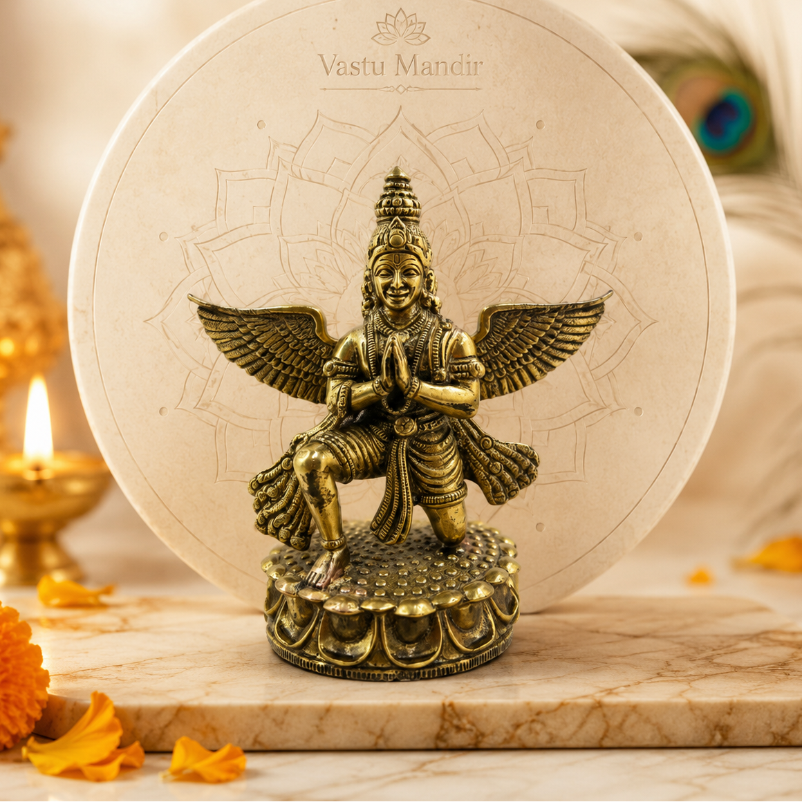 Garud Dev Brass Idol | Pure Brass Idol for Protection, Strength & Devotion | 4.5 Inch | 330 g