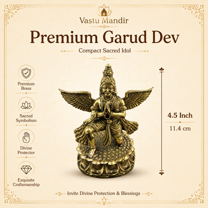 Garud Dev Brass Idol | Pure Brass Idol for Protection, Strength & Devotion | 4.5 Inch | 330 g