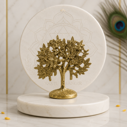 Brass Kalpavriksha Tree | Vedic Vastu Sculpture for Wishes, Prosperity & Sacred Energy | 18 cm | 580 g