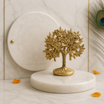 Brass Kalpavriksha Tree | Vedic Vastu Sculpture for Wishes, Prosperity & Sacred Energy | 18 cm | 580 g