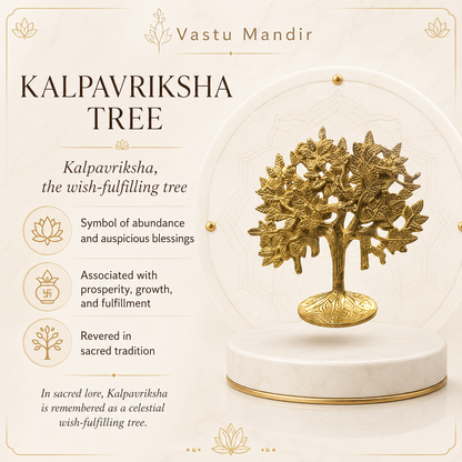 Brass Kalpavriksha Tree | Vedic Vastu Sculpture for Wishes, Prosperity & Sacred Energy | 18 cm | 580 g