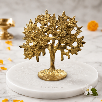 Brass Kalpavriksha Tree | Vedic Vastu Sculpture for Wishes, Prosperity & Sacred Energy | 18 cm | 580 g