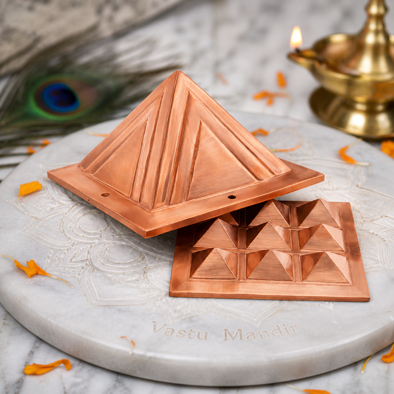 2-Layer Copper Vastu Pyramid – Vastu Remedy for Wealth & Balance | 7.6 cm | 330 g