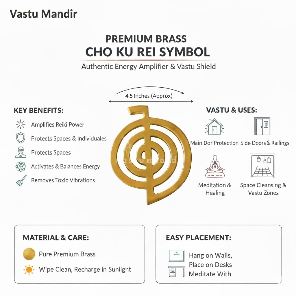 Premium Brass Cho Ku Rei Reiki Power Symbol — Authentic Energy Amplifier & Vastu Shield