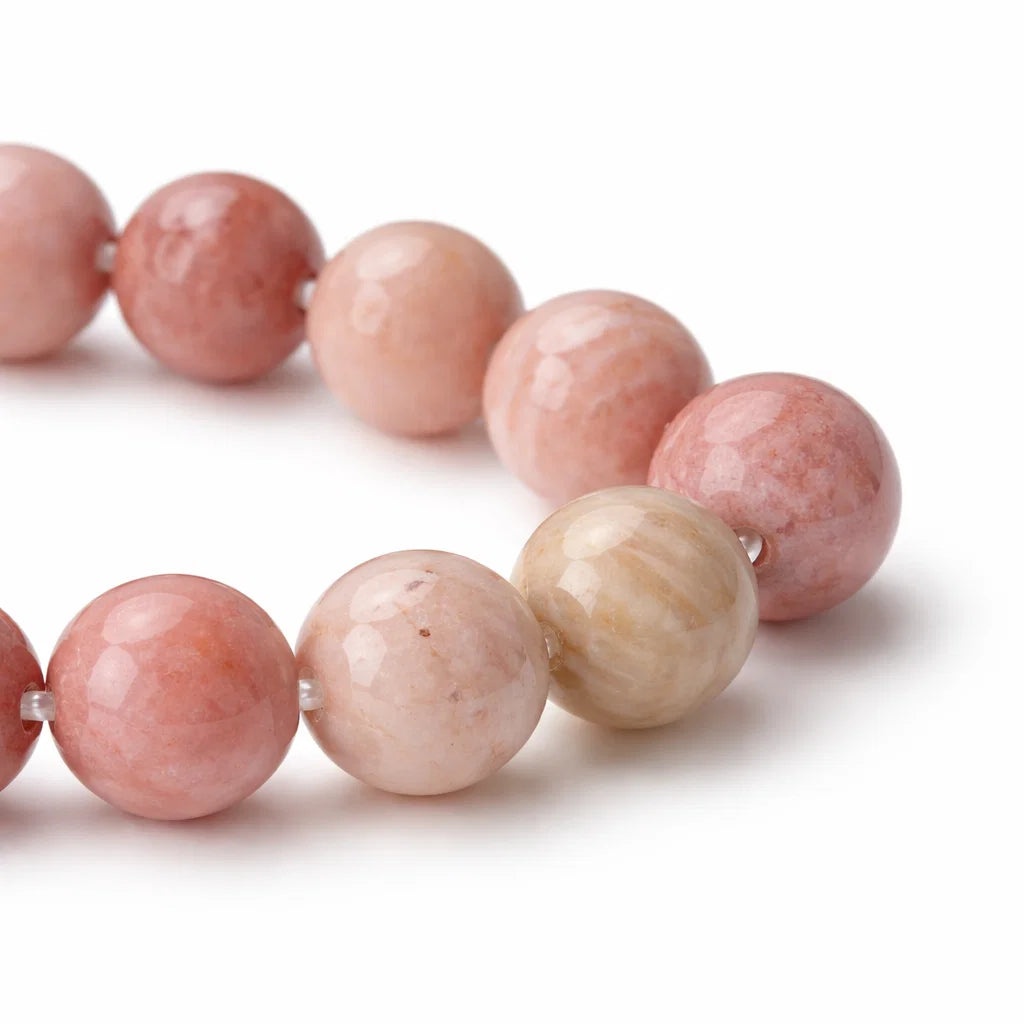 Natural Rhodochrosite Crystal Bracelet on a white background