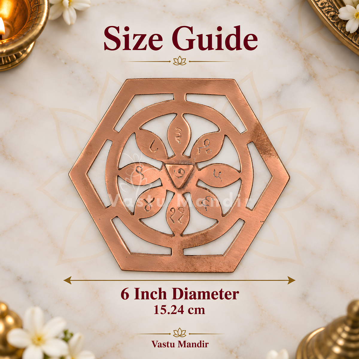 Copper Bhoum Yantra – Vastu Remedy for South & South-West Prosperity Support | Stability & Financial Growth | 6 Inch