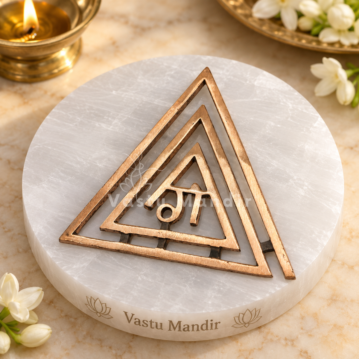 Copper Triangle Ga (ग) Helix | Vastu Remedy for South-East Fire Zone Balance, Cash Flow & Kitchen Defects | 4–6 Inch