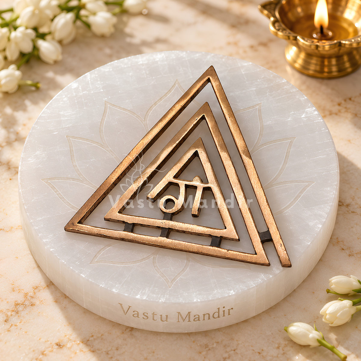 Copper Triangle Ga (ग) Helix | Vastu Remedy for South-East Fire Zone Balance, Cash Flow & Kitchen Defects | 4–6 Inch