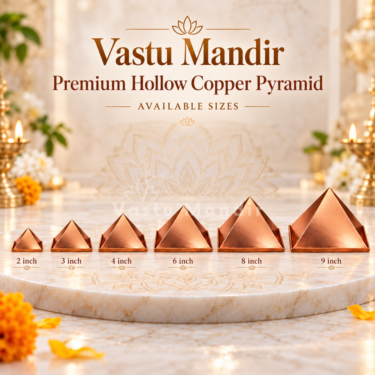 Hollow Copper Pyramid Vastu Remedy for Energy Correction, Space Purification and Healing Balance for Home, Office and Meditation Use | 7.6 cm | 160 g