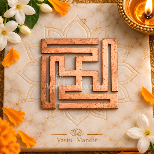 Copper Nandavrat Swastik Yantra – Vastu Remedy for Wall Defects | Entrance Energy Activation | 1 Inch