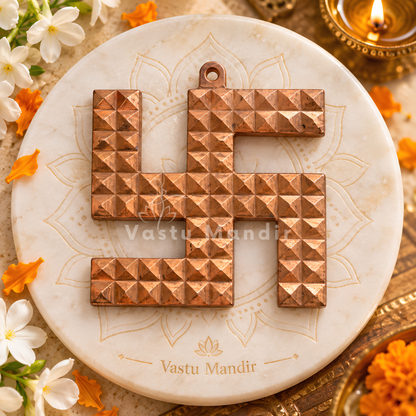 Copper Pyramid Swastik – Vastu Remedy for Dosh Nivaran | Positive Energy Flow | Main Entrance Correction | 3, 4 and 6 Inch