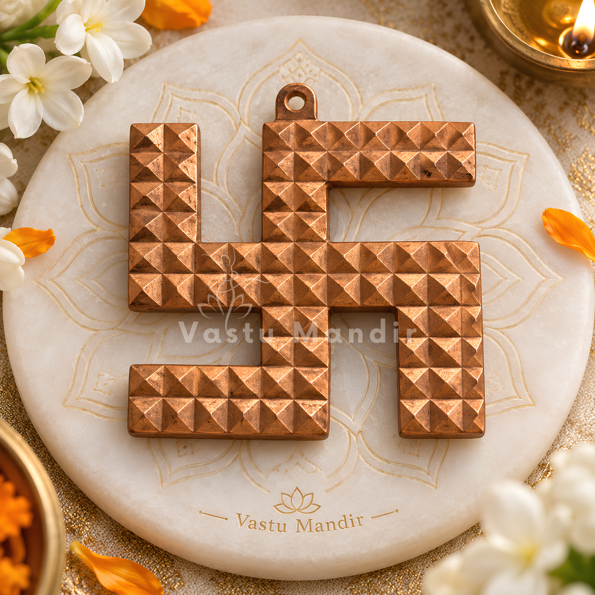 Copper Pyramid Swastik – Vastu Remedy for Dosh Nivaran | Positive Energy Flow | Main Entrance Correction | 3, 4 and 6 Inch