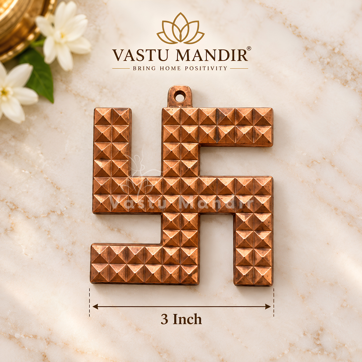 Copper Pyramid Swastik – Vastu Remedy for Dosh Nivaran | Positive Energy Flow | Main Entrance Correction | 3, 4 and 6 Inch