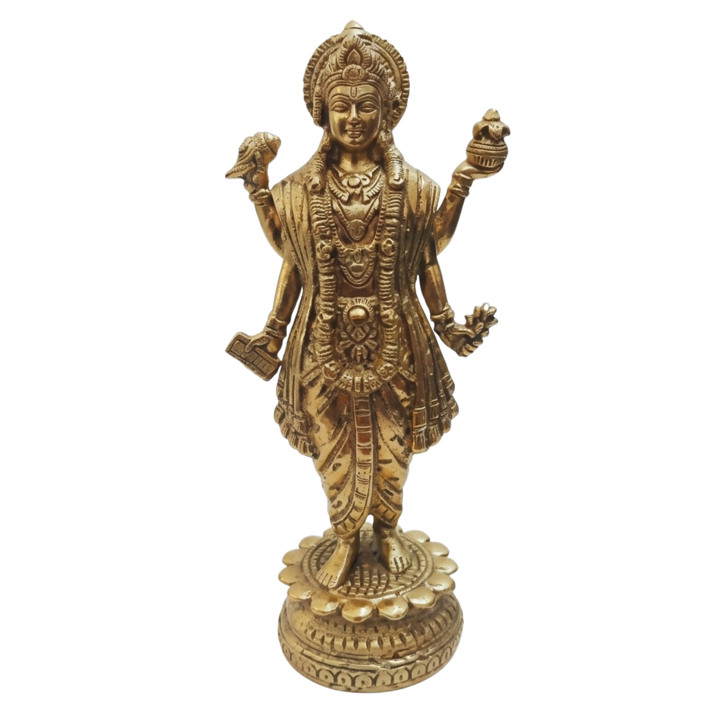 Brass Dhanvantri Idol on a white background