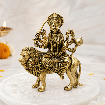 Durga Mata Ji Brass Idol | Vastu Remedy for Protection, Courage & Victory | 4–5 Inch | 200–370 g