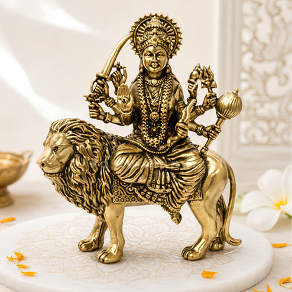 Durga Mata Ji Brass Idol | Vastu Remedy for Protection, Courage & Victory | 4–5 Inch | 200–370 g